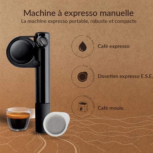 Handpresso Pump Set Noir 48241 Coffret machine expresso portable et manuelle à dosette ESE ou café moulu