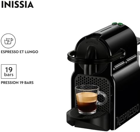 De'Longhi Nespresso Inissia EN80.B, Machine à Café Automatique, Machine à Capsules pour une Seule Tasse, Ensemble de Bienvenue Inclus, Design Compact, 19 Bars, 1260W, Noir