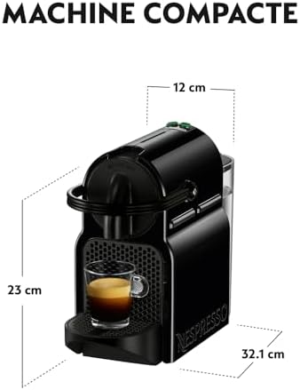 De'Longhi Nespresso Inissia EN80.B, Machine à Café Automatique, Machine à Capsules pour une Seule Tasse, Ensemble de Bienvenue Inclus, Design Compact, 19 Bars, 1260W, Noir