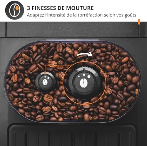 Krups Machine à café broyeur grain, 2 expresso simultanés, Nettoyage automatique, Buse vapeur Cappuccino, Essential blanche EA810570