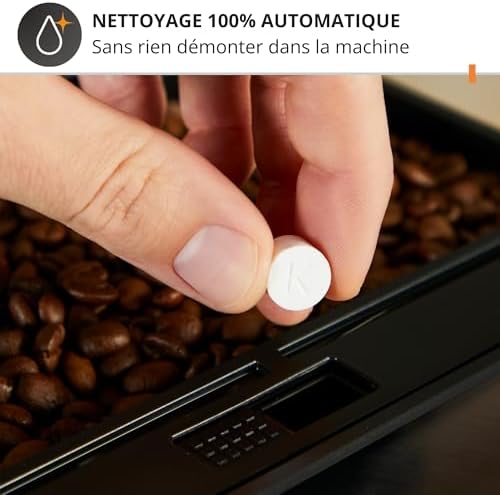 Krups Machine à café broyeur grain, 2 expresso simultanés, Nettoyage automatique, Buse vapeur Cappuccino, Essential blanche EA810570