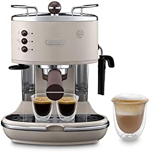 De'Longhi Vintage Icona Traditionnelle Barista Pompe Espresso Machine, Cafetière et Cappuccino, ECOV311BG, 1.4L, Crème