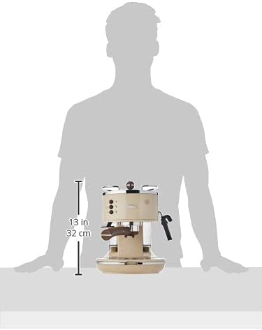 De'Longhi Vintage Icona Traditionnelle Barista Pompe Espresso Machine, Cafetière et Cappuccino, ECOV311BG, 1.4L, Crème