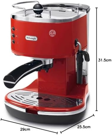 De'Longhi Icona Eco 311.R Macchina da Caffè Espresso Manuale, Caffè in Polvere o in Cialde E.S.E., 1100 W, Rosso