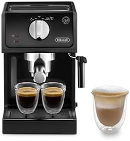 De'Longhi Machine à expresso ECP 31.21 | Porte-filtre avec finition aluminium | Buse de mousse de lait | 1 ou 2 tasses Espresso | Convient également pour les dosettes | Noir