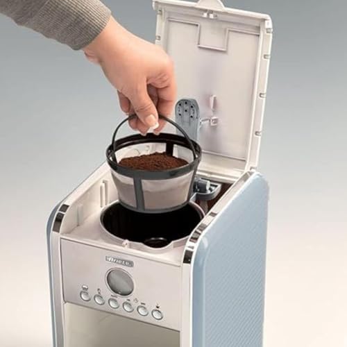 Ariete Vintage Machine à Café Americano 1342, Cafetière Filtre, Carafe en Verre Trempé, Jusqu'à 12 Tasses, Minuteur 24 Heures, Arrêt Automatique, Anti-Gouttes, Capacité 1.5 L, 2000W, Bleu Clair
