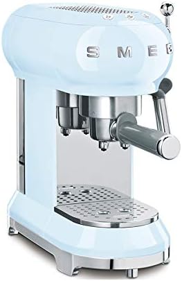 Smeg, Machine à Café Expresso Manuelle ECF01PBEU, Système Cappuccino, Thermoblock, Grand Boîtier Tasse et Double Fonction Café, Réservoir d'Eau 1 L, Dimensions Compactes, 1350W, Bleu Azur