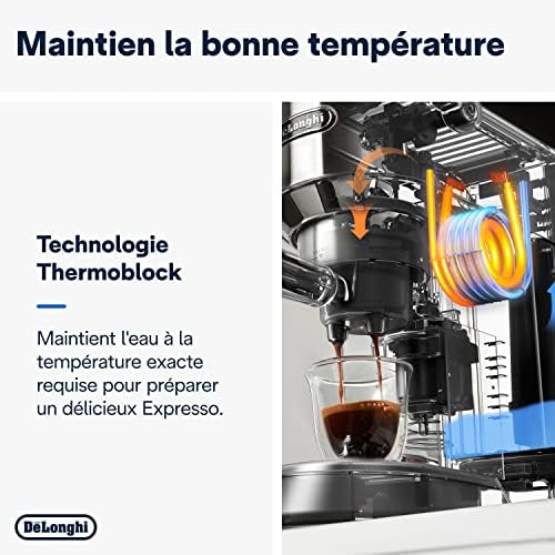 De'Longhi Dedica Style EC685.M, Machine à Expresso avec Buse à Mousse de Lait Professionnelle, Seulement 15 cm de Large, Réservoir de 1 L, Boîtier en Métal, Compatible avec les Dosettes E.S.E, Métal