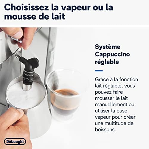 De'Longhi Dedica Style EC685.M, Machine à Expresso avec Buse à Mousse de Lait Professionnelle, Seulement 15 cm de Large, Réservoir de 1 L, Boîtier en Métal, Compatible avec les Dosettes E.S.E, Métal