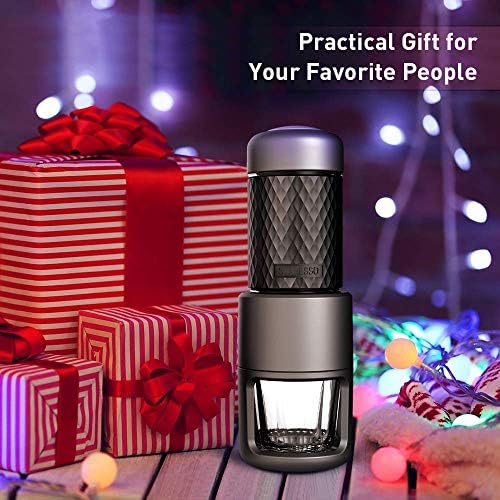 STARESSO Machine à café manuelle, à expresso, pour l’extérieur, cappuccino, camping, randonnée, voyage, déplacement noir