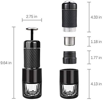 STARESSO Machine à café manuelle, à expresso, pour l’extérieur, cappuccino, camping, randonnée, voyage, déplacement noir
