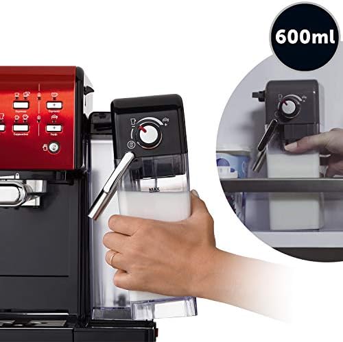 Breville Machine à café et expresso PrimaLatte II | Pompe italienne à 19 bars | convient pour le café en poudre ou en dosettes | Mousseur à lait automatique intégré | Noir / rouge | VFC109X-01
