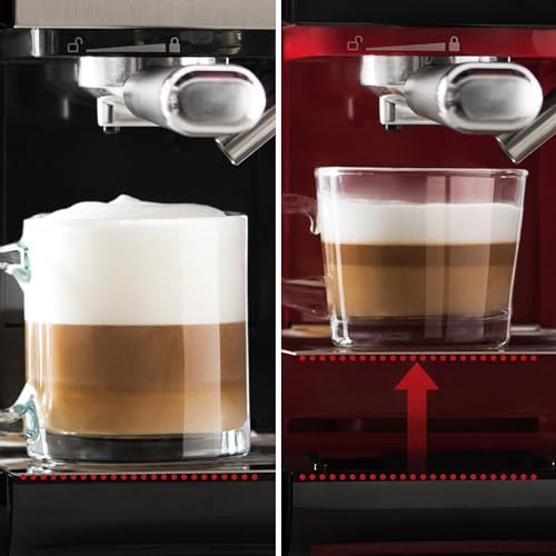 Breville Machine à café et expresso PrimaLatte II | Pompe italienne à 19 bars | convient pour le café en poudre ou en dosettes | Mousseur à lait automatique intégré | Noir / rouge | VFC109X-01