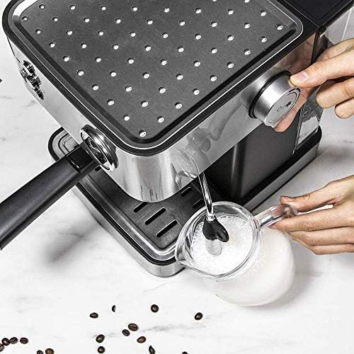 Cecotec Machine à café Espress Power Espresso Professionale. 850 W, 20 bars de Pression, Manomètre, 1.5L, Bras Double Sortie, Buse vapeur, Plateau Réchauffe-tasses, Finitions en Acier Inoxydable