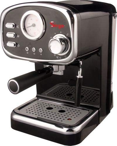 Sirge Machine à Expresso et Cappuccino Design rétro - 1100W - 3 filtres - Pompe 15 Bar [Made in Italy] - Réservoir d'eau Amovible 1,2 L