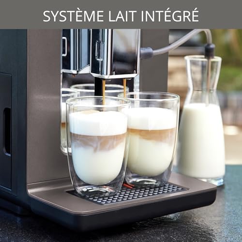 KRUPS Machine à café broyeur grain, tout automatique, 12 boissons pré-enregistrées, cafetière Espresso et boissons lactées,personnalisation des boissons écran LED Evidence One EA895N10