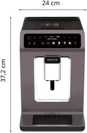 KRUPS Machine à café broyeur grain, tout automatique, 12 boissons pré-enregistrées, cafetière Espresso et boissons lactées,personnalisation des boissons écran LED Evidence One EA895N10