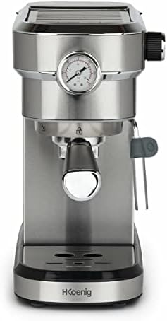 H.Koenig Machine Expresso Automatique Professionnelle Pression 20 Bar EXP820, Inox, Portable, Système thermoblock, 1.1L, Pompe baromètre intégré, Chauffe-tasses, Buse Vapeur, Cafés et Boissons lactées