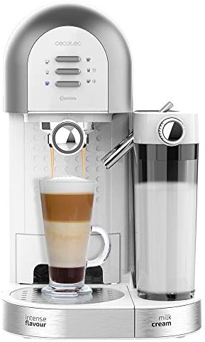 Cecotec Machine à Café Semi-automatique Power Instant-ccino 20 Chic Serie Bianca. 1470 W, 20 Bars et Thermoblock, Elle convient pour café moulu et en dosettes, Réservoir 1,7 L