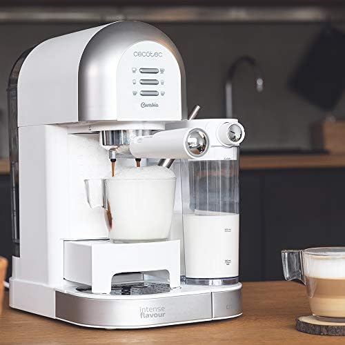 Cecotec Machine à Café Semi-automatique Power Instant-ccino 20 Chic Serie Bianca. 1470 W, 20 Bars et Thermoblock, Elle convient pour café moulu et en dosettes, Réservoir 1,7 L
