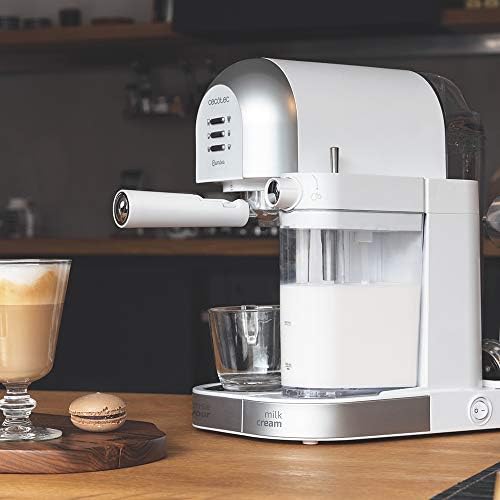 Cecotec Machine à Café Semi-automatique Power Instant-ccino 20 Chic Serie Bianca. 1470 W, 20 Bars et Thermoblock, Elle convient pour café moulu et en dosettes, Réservoir 1,7 L