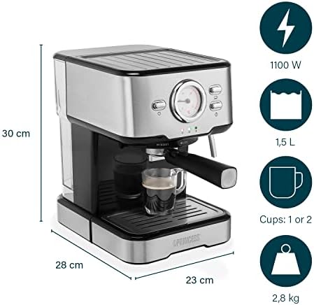 Princess Machine à expressos 249412-1,5L- 20 bars - compatibles avec les capsules Nespresso
