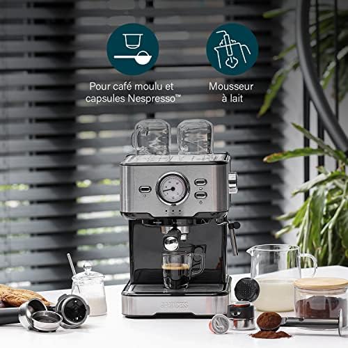 Princess Machine à expressos 249412-1,5L- 20 bars - compatibles avec les capsules Nespresso