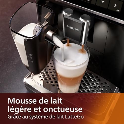 Philips Série 5400 Machine Expresso - Café à Grain - LatteGo Mousseur à Lait, 12 Spécialités de Café, Affichage Intuitif, 4 Profils Utilisateur, Noir (EP5441/50)
