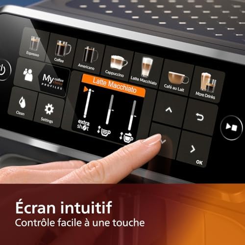 Philips Série 5400 Machine Expresso - Café à Grain - LatteGo Mousseur à Lait, 12 Spécialités de Café, Affichage Intuitif, 4 Profils Utilisateur, Noir (EP5441/50)