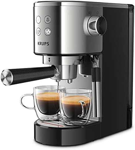 Krups INOX 1L Machine Expresso Virtuoso Automatique, 1 L, 1450 W, Compacte, 2 Tasses, Buse Vapeur pour Cappuccinos et Eau Chaude XP442C11, 1 Liter
