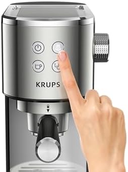 Krups INOX 1L Machine Expresso Virtuoso Automatique, 1 L, 1450 W, Compacte, 2 Tasses, Buse Vapeur pour Cappuccinos et Eau Chaude XP442C11, 1 Liter