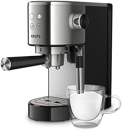 Krups INOX 1L Machine Expresso Virtuoso Automatique, 1 L, 1450 W, Compacte, 2 Tasses, Buse Vapeur pour Cappuccinos et Eau Chaude XP442C11, 1 Liter
