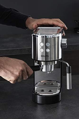 Krups INOX 1L Machine Expresso Virtuoso Automatique, 1 L, 1450 W, Compacte, 2 Tasses, Buse Vapeur pour Cappuccinos et Eau Chaude XP442C11, 1 Liter