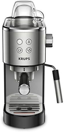 Krups INOX 1L Machine Expresso Virtuoso Automatique, 1 L, 1450 W, Compacte, 2 Tasses, Buse Vapeur pour Cappuccinos et Eau Chaude XP442C11, 1 Liter