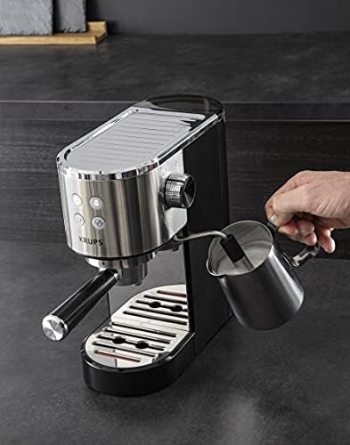 Krups INOX 1L Machine Expresso Virtuoso Automatique, 1 L, 1450 W, Compacte, 2 Tasses, Buse Vapeur pour Cappuccinos et Eau Chaude XP442C11, 1 Liter
