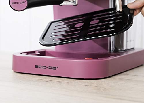 ECODE® Cafetière espresso Delice Purple, Cafetiere avec Mousseur de Lait, Semi-Automatique,20 bars de pression, vaporisateur orientable, réservoir 1,5 litres, mono/double dose, Manomètre Température.