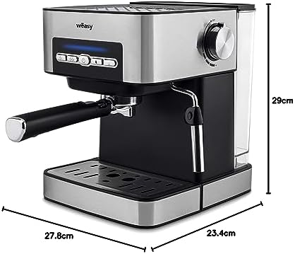 Wëasy Machine Expresso Automatique Pression, KFX32, 20 Bars, 4 Modes, Réservoir 1.6L, Chauffe-tasses, Buse Vapeur, Filtres & Cuillère à Mesure