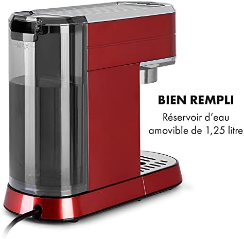KLARSTEIN Futura - Cafetière, Machine à café, Machine expresso, 1450 W, 20 bar, qualité barista, système de chauffage thermobloc, double bec, arrêt de débit, moussage de lait - Rouge