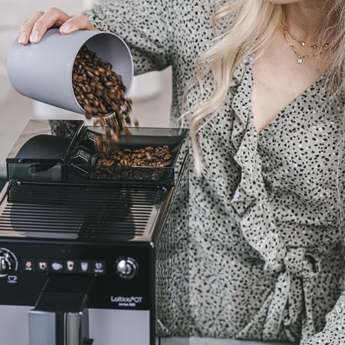 Melitta Latticia One Touch Argent, Machine à Café à Grain avec Broyeur, Silencieuse, Système Latte Perfection, Mode 1 à 2 Tasses, Automatique, F300-101, 1450W