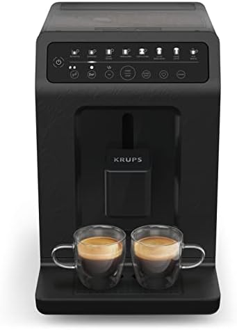 Krups Machine à café grains automatique, 2 boissons simultanées, 8 boissons préréglées, Entretien facile, Plastique recyclé et recyclable, Fabriqué en France, Evidence Eco-Design EA897B10