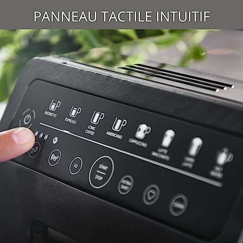 Krups Machine à café grains automatique, 2 boissons simultanées, 8 boissons préréglées, Entretien facile, Plastique recyclé et recyclable, Fabriqué en France, Evidence Eco-Design EA897B10