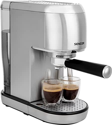 SENCOR Machine Expresso, Cappuccino et latte, Café à Grain, Pompe italienne 20 bars et Mousseur à lait - Machine à Café Espresso à Grain, Thermoblock, avec Buse Vapeur brevetée, Barista Express