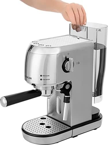 SENCOR Machine Expresso, Cappuccino et latte, Café à Grain, Pompe italienne 20 bars et Mousseur à lait - Machine à Café Espresso à Grain, Thermoblock, avec Buse Vapeur brevetée, Barista Express