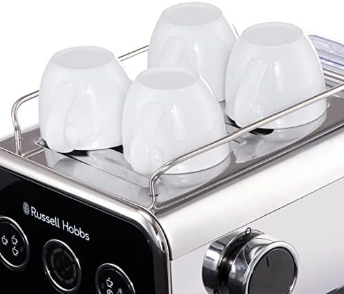 Russell Hobbs Cafetière [Machine Expresso Design Vintage] Distinctions Noir (15 Bars, mode auto. & manuel pour 1 ou 2 tasses, chauffe rapide, buse vapeur: lait & eau chaude, affichage LED) 26450-56