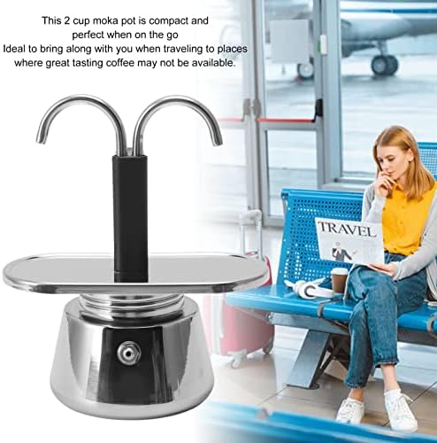 Mini Machine à Expresso 2 Tasses,(2.8 oz) Moka Pot Nouvelle génération Style Italien avec Une Grande saveur, Cafetière Moka en Acier Inoxydable Cafetière à Conduit Italien