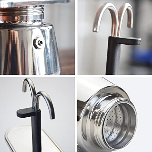 Mini Machine à Expresso 2 Tasses,(2.8 oz) Moka Pot Nouvelle génération Style Italien avec Une Grande saveur, Cafetière Moka en Acier Inoxydable Cafetière à Conduit Italien