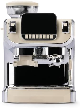 Mcilpoog TC520 Machine à expresso avec mousse à lait, Machine à café semi-automatique avec broyeur, Machine à café expresso facile à utiliser avec grand écran de 6 pouces, pompe à pression de 15 bar