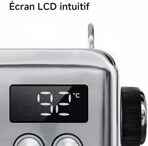 HIBREW H10A Machine a Cafe Expresso Programmable, Cafetiere Expresso en Acier Inoxydable 19 Bar avec Baguette à Vapeur, Réservoir d'eau Amovible de 1,8L