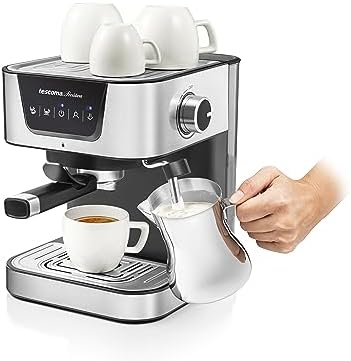 Tescoma 909010 Machine à expresso manuelle 19 bar, avec lance vapeur, bras à double sortie, réchauffeurs de sol, ligne President