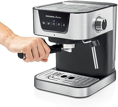 Tescoma 909010 Machine à expresso manuelle 19 bar, avec lance vapeur, bras à double sortie, réchauffeurs de sol, ligne President